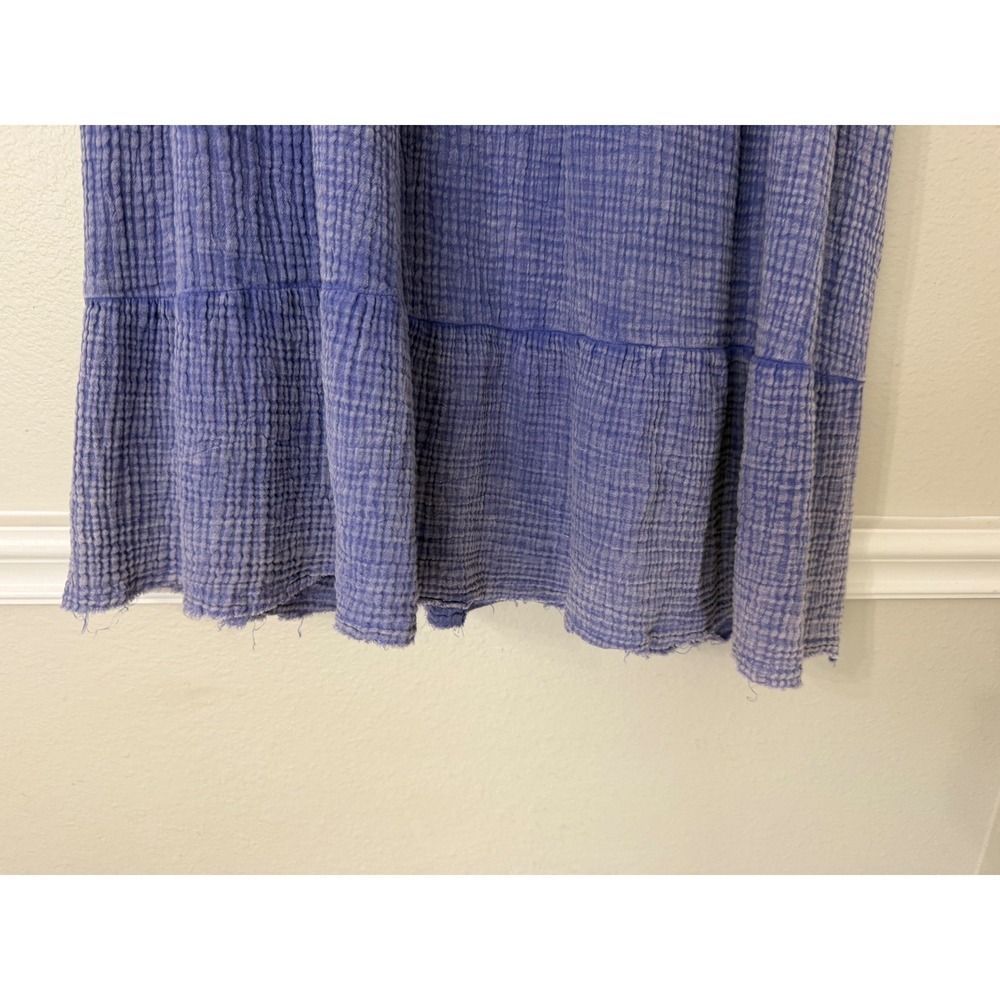 Umgee Large Blue Cotton Gauze Tiered Mini Dress K6389 Boho Short Sleeve - Picture 3 of 6